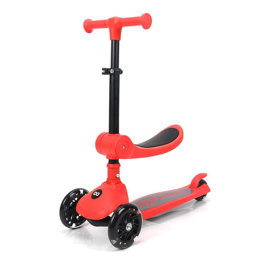 3-Wheel Kids Scooter Foldable Seat LED Wheels Adjustable Handlebar Red
