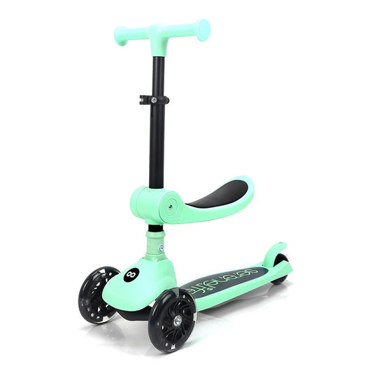 3-Wheel Kids Scooter Foldable Seat LED Wheels Adjustable Handlebar Mint Green