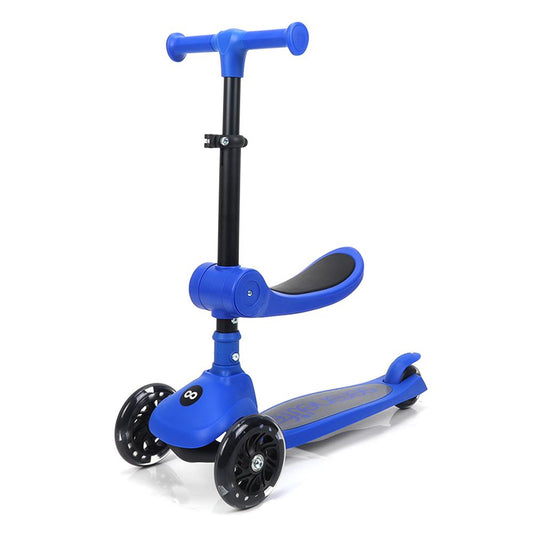 3-Wheel Kids Scooter Foldable Seat LED Wheels Adjustable Handlebar Blue