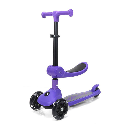 3-Wheel Kids Scooter Foldable Seat LED Wheels Adjustable Handlebar Purple