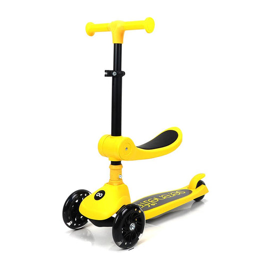3-Wheel Kids Scooter Foldable Seat LED Wheels Adjustable Handlebar Yellow