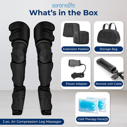 Air Compression Leg Massager Pain Relief Heat & 6 Modes Soccer Leather