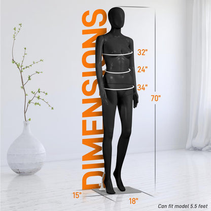 Female Mannequin Dress Form Realistic Face Flexible Limbs 68.9