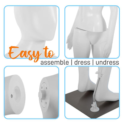 Female Mannequin Dress Form - Realistic Adjustable Durable Metal Base - SLMAQFE5