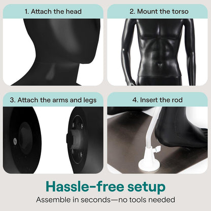 Male Mannequin 73 Adjustable Head Flexible Limbs Detachable Design