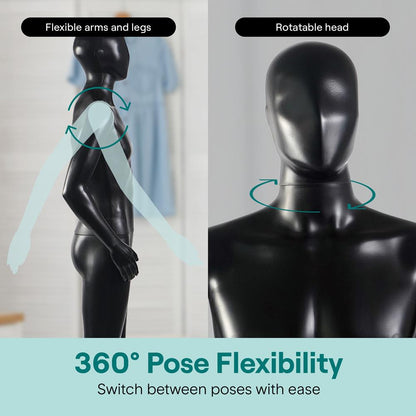Male Mannequin 73 Adjustable Head Flexible Limbs Detachable Design