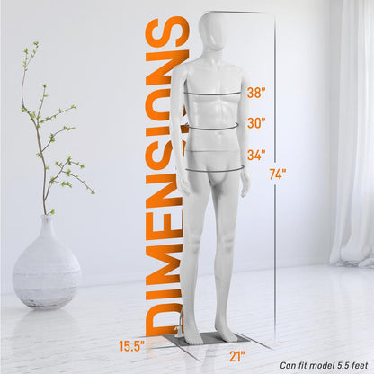 Male Mannequin Full Body Stand Adjustable Limbs Durable Metal Base