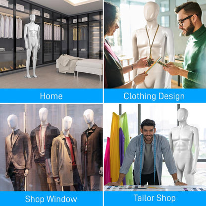 73 Male Mannequin Torso Dress Form - Detachable Mannequin Full Body Stand