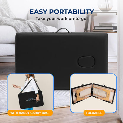 Portable Massage Table Adjustable Folding Bed PU Leather 3 Sections