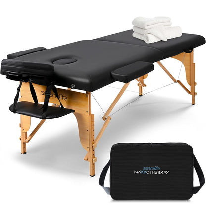 Portable Massage Table Adjustable Folding Bed PU Leather 3 Sections