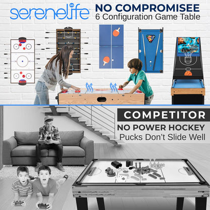 48 6-in-1 Game Table Space-Saving MDF Indoor/Outdoor Use