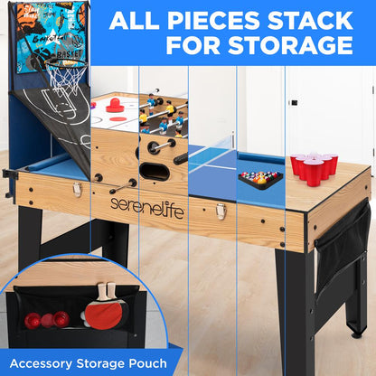 48 6-in-1 Game Table Space-Saving MDF Indoor/Outdoor Use