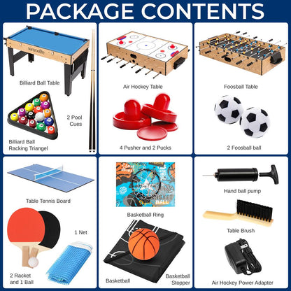 48 6-in-1 Game Table Space-Saving MDF Indoor/Outdoor Use