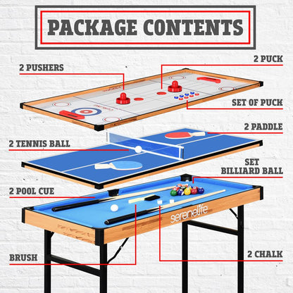 4-in-1 Game Table Portable MDF with PVC Indoor/Outdoor Use