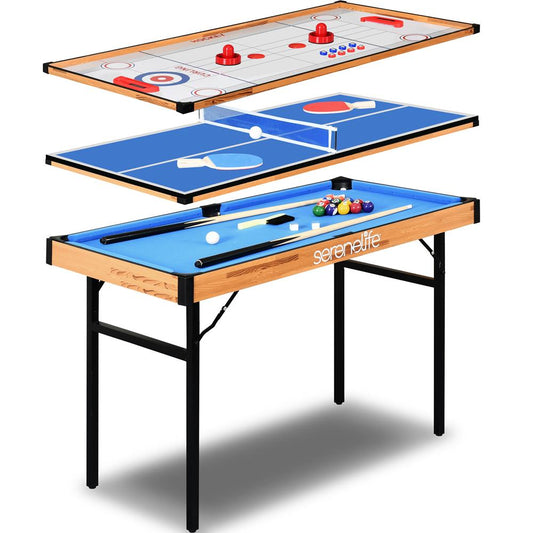 4-in-1 Game Table Portable MDF with PVC Indoor/Outdoor Use