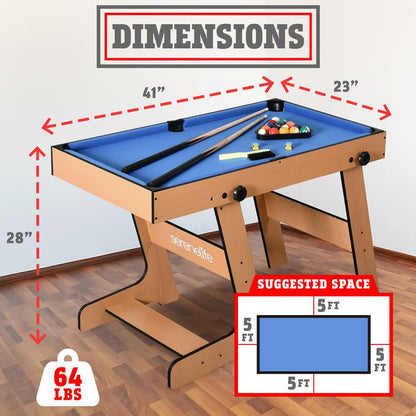 5-in-1 Folding Game Table Space-Saving Design Wood Construction