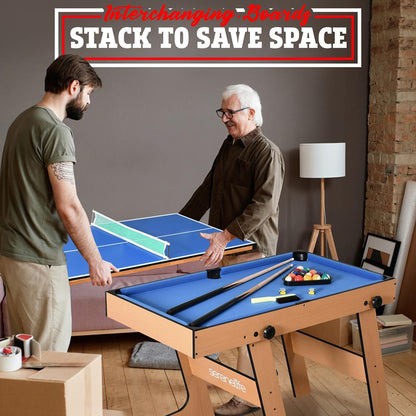 5-in-1 Folding Game Table Space-Saving Design Wood Construction