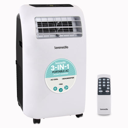 Portable Room Air Conditioner - 12000 Btu Compact Home A/C Cooling Unit With Built-In Dehumidifier & Fan Modes Includes Window Mount Kit (White) - SLPAC12.5EU