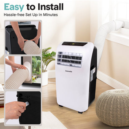 Portable Room Air Conditioner - 12000 Btu Compact Home A/C Cooling Unit With Built-In Dehumidifier & Fan Modes Includes Window Mount Kit (White) - SLPAC12.5EU