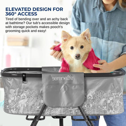 Portable Pet Bath Tub Easy Clean Marine Grade PVC Gray