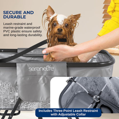Portable Pet Bath Tub Easy Clean Marine Grade PVC Gray