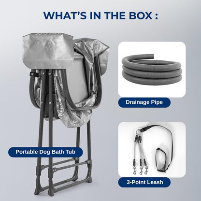 Portable Pet Bath Tub Easy Clean Marine Grade PVC Gray