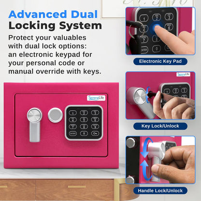 Electronic Safe Box Secure Storage Digital Lock Pink