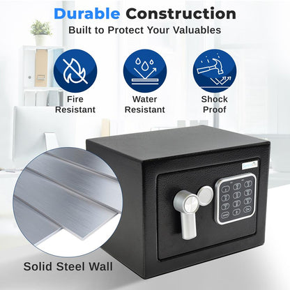 Digital Safe Box Secure Storage Steel Construction 9.1x6.7x6.7