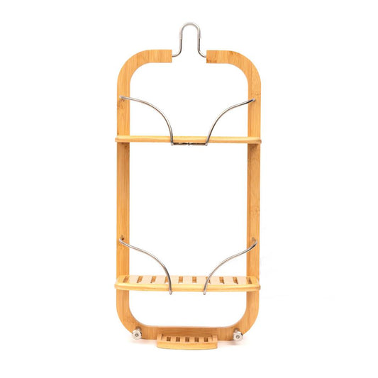 Bamboo Shower Caddy Space-Saving Anti-Slip Natural Finish