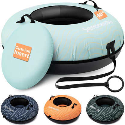 Serenelife 40 Inflatable Snow Tube For Winter Sports – Durable Easy-To-Inflate Snow Sled For Kids & Adults – Safe & Fun For Snow Tubing Sliding And Sledding (Blue)