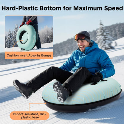 Serenelife 40 Inflatable Snow Tube For Winter Sports – Durable Easy-To-Inflate Snow Sled For Kids & Adults – Safe & Fun For Snow Tubing Sliding And Sledding (Blue)