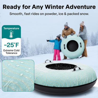 Serenelife 40 Inflatable Snow Tube For Winter Sports – Durable Easy-To-Inflate Snow Sled For Kids & Adults – Safe & Fun For Snow Tubing Sliding And Sledding (Blue)