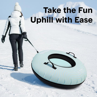 Serenelife 40 Inflatable Snow Tube For Winter Sports – Durable Easy-To-Inflate Snow Sled For Kids & Adults – Safe & Fun For Snow Tubing Sliding And Sledding (Blue)