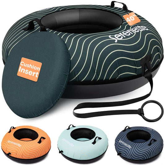Serenelife 40 Inflatable Snow Tube For Winter Sports – Durable Easy-To-Inflate Snow Sled For Kids & Adults – Safe & Fun For Snow Tubing Sliding And Sledding (Green)