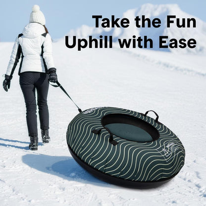 Serenelife 40 Inflatable Snow Tube For Winter Sports – Durable Easy-To-Inflate Snow Sled For Kids & Adults – Safe & Fun For Snow Tubing Sliding And Sledding (Green)
