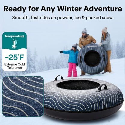 Serenelife 40 Inflatable Snow Tube For Winter Sports – Durable Easy-To-Inflate Snow Sled For Kids & Adults – Safe & Fun For Snow Tubing Sliding And Sledding (Navy Blue)