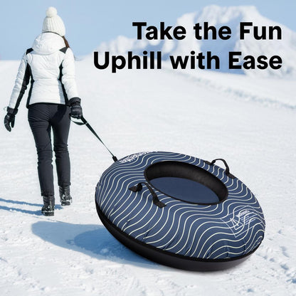 Serenelife 40 Inflatable Snow Tube For Winter Sports – Durable Easy-To-Inflate Snow Sled For Kids & Adults – Safe & Fun For Snow Tubing Sliding And Sledding (Navy Blue)