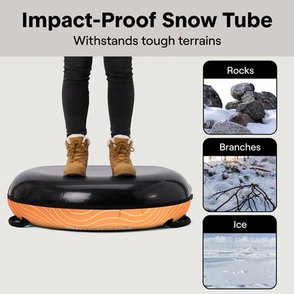 Serenelife 40 Inflatable Snow Tube For Winter Sports – Durable Easy-To-Inflate Snow Sled For Kids & Adults – Safe & Fun For Snow Tubing Sliding And Sledding (Orange)