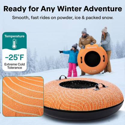 Serenelife 40 Inflatable Snow Tube For Winter Sports – Durable Easy-To-Inflate Snow Sled For Kids & Adults – Safe & Fun For Snow Tubing Sliding And Sledding (Orange)