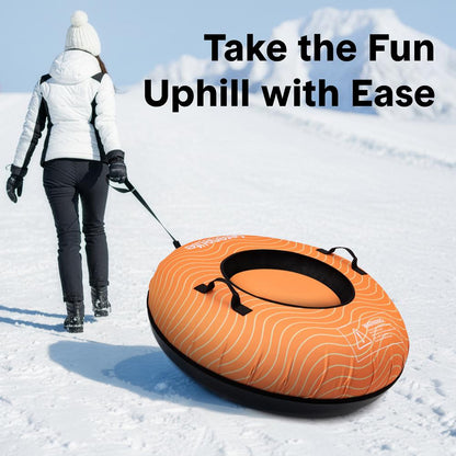 Serenelife 40 Inflatable Snow Tube For Winter Sports – Durable Easy-To-Inflate Snow Sled For Kids & Adults – Safe & Fun For Snow Tubing Sliding And Sledding (Orange)
