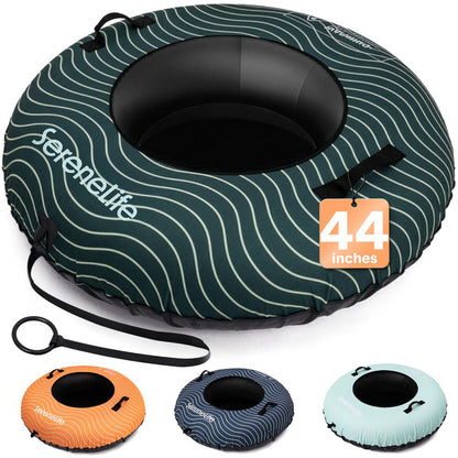 Serenelife 44 Inflatable Snow Tube For Winter Sports – Durable Easy-To-Inflate Snow Sled For Kids & Adults (Green) - SLSNTU44GN