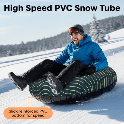 Serenelife 44 Inflatable Snow Tube For Winter Sports – Durable Easy-To-Inflate Snow Sled For Kids & Adults (Green) - SLSNTU44GN
