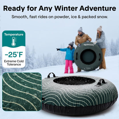 Serenelife 44 Inflatable Snow Tube For Winter Sports – Durable Easy-To-Inflate Snow Sled For Kids & Adults (Green) - SLSNTU44GN