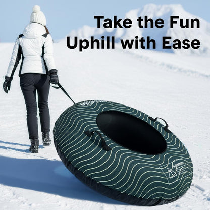 Serenelife 44 Inflatable Snow Tube For Winter Sports – Durable Easy-To-Inflate Snow Sled For Kids & Adults (Green) - SLSNTU44GN