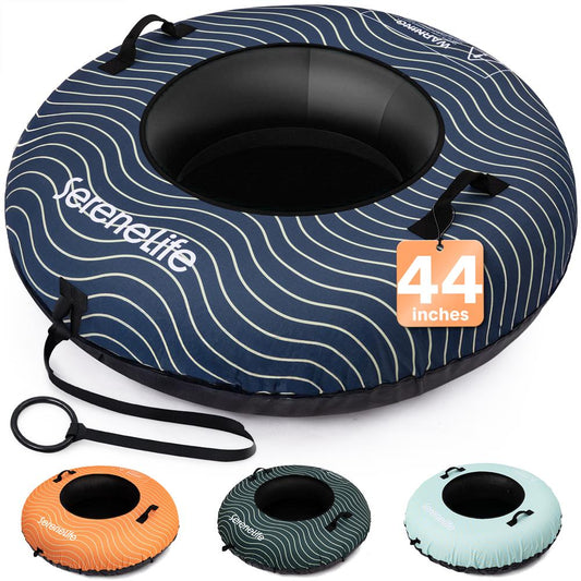 Serenelife 44 Inflatable Snow Tube For Winter Sports – Durable Easy-To-Inflate Snow Sled For Kids & Adults – Safe & Fun For Snow Tubing Sliding And Sledding (Navy Blue) - SLSNTU44NV