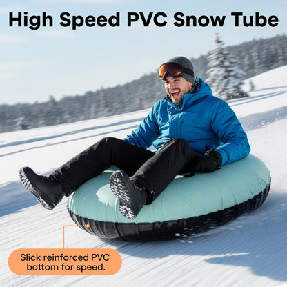 Serenelife 48 Inflatable Snow Tube For Winter Sports – Durable Easy-To-Inflate Snow Sled For Kids & Adults – Safe & Fun For Snow Tubing Sliding And Sledding (Blue) - SLSNTU48BL