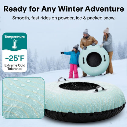 Serenelife 48 Inflatable Snow Tube For Winter Sports – Durable Easy-To-Inflate Snow Sled For Kids & Adults – Safe & Fun For Snow Tubing Sliding And Sledding (Blue) - SLSNTU48BL