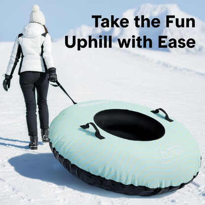 Serenelife 48 Inflatable Snow Tube For Winter Sports – Durable Easy-To-Inflate Snow Sled For Kids & Adults – Safe & Fun For Snow Tubing Sliding And Sledding (Blue) - SLSNTU48BL