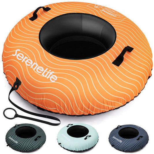 Serenelife 48 Inflatable Snow Tube For Winter Sports – Durable Easy-To-Inflate Snow Sled For Kids & Adults – Safe & Fun For Snow Tubing Sliding And Sledding (Orange) - SLSNTU48OR
