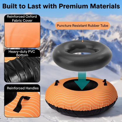 Serenelife 48 Inflatable Snow Tube For Winter Sports – Durable Easy-To-Inflate Snow Sled For Kids & Adults – Safe & Fun For Snow Tubing Sliding And Sledding (Orange) - SLSNTU48OR